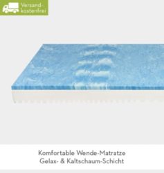 Komfortable 2in1 Wende-Matratze  – 2 Schichten: Gelax & Kaltschaum in 8 Größen ab 99€ ( idealo 1.199,00€ )