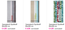 Mömax: 3 Stück Dyckhoff Saunatücher 80 x 200 cm (3 Modelle) für nur 15,08 Euro mit Versand statt 65,97 Euro bei Idealo