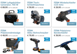 FERM Elektrowerkzeuge Flash-Sale @iBOOD z.B. FERM Winkelschleifer für 29,95 € + VSK (50,81 € Idealo)