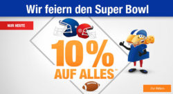 Plus.de: Zum Super Bowl Wochenende 10% Rabatt auf (fast) Alles mit Gutschein ohne MBW (nur heute gültig)