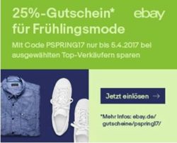 25%-Gutschein für Frühjahrsmode & Sneaker bei PayPal Zahlung @ebay