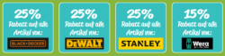 25% Rabatt auf Werkzeuge von BLACK&DECKER, DeWalt und Stanley und 15% auf Wera @Alternate