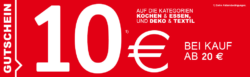 XXXLShop: 10 Euro Gutschein mit einem MBW von 20 Euro gültig in den Kategorien Kochen, Essen, Deko, Textil