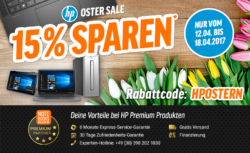 15% Rabatt mit Gutscheincode im HP Oster-Sale @Notebooksbilliger z.B. HP 15-ay114ng Notebook 15,6 Zoll/Intel Core i5/8GB RAM/1TB HDD für 424,15 € (535,41...