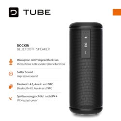 Amazon: DOCKIN D Tube mobiler Outdoor Bluetooth Lautsprecher mit Wasserschutz, Freisprechfunktion und NFC für nur 41,21 Euro statt 54,51 Euro bei Idealo