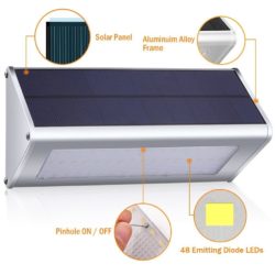 Amazon: QITECO 48 LED Aluminium Solar Wandleuchte mit Bewegungssensor mit Gutschein für nur 24,47 Euro statt 35,99 Euro