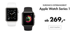 Apple Watch Aktion @Euronics z.B. Apple Watch Series 1 (42mm) mit Sportarmband silber/weiß für 299 € (348 € Idealo)