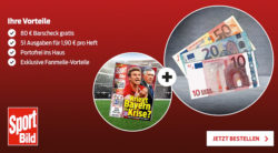 Lesershop24: 51 Ausgaben Sport Bild + 80 Euro Bargeldprämie für effektiv 16,90 Euro