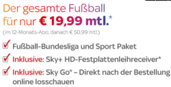 Sky-Sport komplett (Sky Starter + Sport + Fußball Bundesliga + Sky Go) für 19,99 € mtl. statt 50,99 € mtl. @Sky