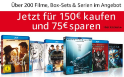 Amazon: Filme, Serien und Box-Sets im Wert von 150 Euro kaufen und durch Sofortrabatt nur 75 Euro bezahlen