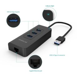 dodocool 3-Port USB 3.0 Hub mit RJ45-Gigabit-Ethernet-Adapter mit Gutscheincode für 8,99 € statt 22,99 € @Amazon