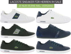 Outlet46: Verschiedene LACOSTE Sneaker für nur je 49,99 Euro statt 76,92 Euro bei Idealo