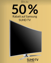 50% Rabatt auf SUHD TVs + kombinierbar mit den Samsung Superdeals (bis 1000 € Doppel-Cashback oder bis 400 € Einzel-Cashback) @Alternate
