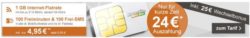 klarmobil Smart-Flat mit 100 Minuten + 100 SMS + 1GB Datenflat für 4,95€ mtl. + 24€ Cashback @Logitel