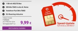 Vodafone CallYa Prepaid  – 1,1GB LTE, 200 Min/SMS für 9,99€ für 4 Wochen ( keine Vertragsbindung )