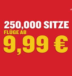 250.000 Tickets ab 9,99 € für für innereuropäische Flüge @Ryanair