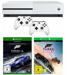 Setpreis bei Neckermann: Xbox One S (500 GB) + 2. Controller + Forza Horizon 3 + Forza 6 für 265,99€ mit Gutschein [idealo 316€]