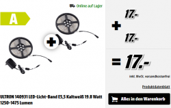 2 für 1 Aktion (2 kaufen und nur 1 bezahlen) @Media-Markt z.B. 2 Stück 5 Meter ULTRON 140931 LED-Licht-Band für 17 € (30 € Idealo)