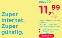 Eazy.de:  Eazy DSL Anschluss (Unitymedia) mit 20MBit/s für 11,99 Euro mtl. oder 50MBit/s 19,99 Euro