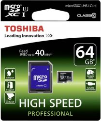 eBay – Toshiba High Speed Professional micro-SDXC-Karte 64 GB für 11,98€ (30,98€ PVG)