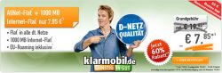 Handybude: Klarmobil AllNet Flat mit 1 GB Datenflat für 7,85 Euro mtl. im D-Netz!