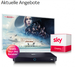 Sky Starter Paket + Sky Cinema + gratis Sky+ Pro-Festplattenleihreceiver inkl. Sky Go für 19,99 € mtl. statt 37,49 € mtl. im 12-Monats-Abo @Sky