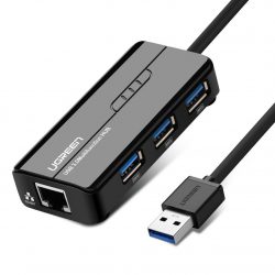 Amazon: UGREEN 3 Port USB 3.0 Hub mit Gigabit Ethernet Netzwerkadapter mit Gutschein für nur 12,99 Euro statt 22,99 Euro