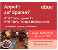 eBay: 20% Rabatt auf WMF Artikel bei Zahlung per Paypal ( 3 x einlösbar )