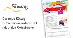 Gratis Süwag Kalender 2018 mit exklusiven Gutscheinen für verschiedene Online-Shops
