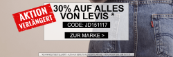 Jeans-Direct: Nur für 48 Stunden 30% Rabatt auf alles von der Marke Levis (auch Sale) mit Gutschein ohne MBW