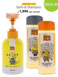 Outlet46: Minions Seife und Shampoo ab 1,99 Euro z.B. Minions 2in1 Shampoo Shower Gel für Kinder 236 ml für nur 1,99 Euro statt 9,99 Euro bei Idealo (auch Outlet46)