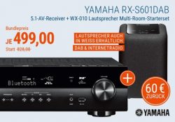 Yamaha MusicCast Bundle RX-S601DAB 5.1 AV-Receiver + Yamaha WX-010 Netzwerklautsprecher für 439 € (616,97 € Idealo) @Cyberport