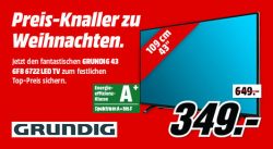 GRUNDIG 43 GFB 6722 LED TV 43 Zoll Full-HD SMART TV für 349 € (649 € Idealo) @Media-Markt