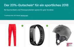 20% Rabatt auf Sportartikel und Fitnessprodukte (Kleidung,Fitness Tracker usw.) mit Gutscheincode @eBay