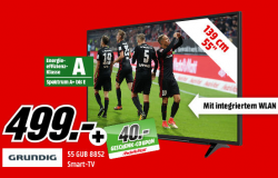 Mediamarkt: GRUNDIG 55 GUB 8852 55 Zoll, UHD 4K, SMART TV + 40 Euro Geschenkcoupon für nur 538,90 Euro statt 1038,90 Euro bei Idealo
