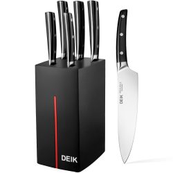 Amazon:  Deik Messerblock Messer Set 6-tlg, extra scharf für 56,98 Euro [ Idealo 79,90 Euro ]