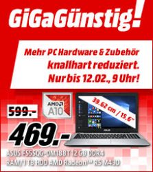 GiGaGünstig IT Sale @Media-Markt z.B. ASUS Notebook mit 15.6 Zoll/12GB RAM/1TB HDD für 469 € (629 € Idealo)