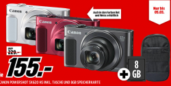 Mediamarkt: CANON Powershot SX620 HS Digitalkamera + Tasche + Speicherkarte für nur 155 Euro statt 179,36 Euro bei Idealo