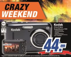 Crazy Weekend bei expert – z.B. Kodak Pixpro FZ43 Digitalkamera 6,8cm/2,7 16MP HD für 47,99 Euro [ Idealo 58,63 Euro ]