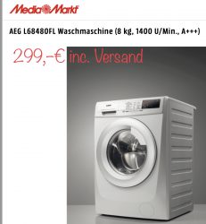 @mediamarkt: AEG L68480FL Waschmaschine 299€ inc. Versand (Idealo: ab 423€)