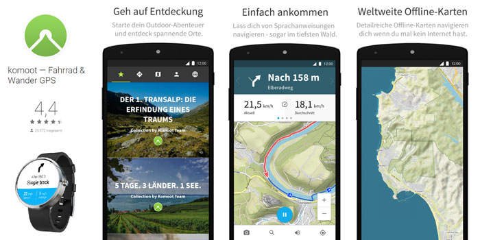 Komoot Fahrrad & Wander GPS App kostenlose Karten für