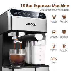 Amazon – Aicook Espressomaschine mit Milchaufschäumer durch Gutscheincode für 89,99€ statt 149,99€