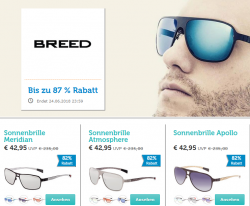 Bis zu 87% Rabatt auf Breed Sonnenbrillen im Flash-Sale @iBOOD z.B. Breed Sonnenbrille Saggitarius für 42,90 € (138,88 € Idealo)