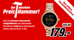 FOSSIL Q Smartwatch-Sale @Media-Markt z.B. FOSSIL FTW6005 Q Venture für 169 € (224,40 € Idealo)