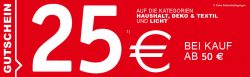 XXXLutz – 25 € Gutschein mit 50 € MBW auf ausgewählte Kategorien