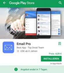 Google Play Store: Email Pro Android App kostenlos statt 4,39 Euro