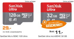 SANDISK Ultra Micro-SD Micro-SDXC Speicherkarte 128GB + 32GB Speicherkarte für 29 € (38,11 € Idealo) @Saturn