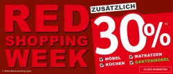 XXXLutz: Red Shopping Week mit zusätzlich 30% Rabatt auf Möbel, Matratzen, Küchen und Gartenmöbel