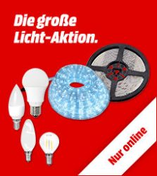 Große Licht-Aktion @Media-Markt z.B. ULTRON E27 RGB appgesteuert LED Leuchtmittel für 10 € (18,99 € Idealo)