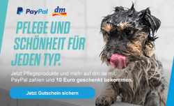 PayPal – 10 € Gutschein für dm mit 39 € Mindestbestellwert auf Alles einlösbar